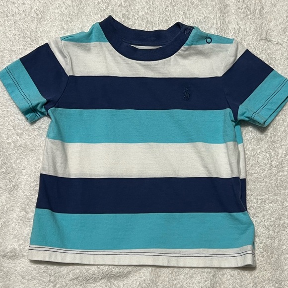 Ralph Lauren Blue & White Striped Tee - 9M - Worn Once - Picture 1 of 2